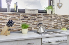 Hand-painted mosaic tile Tile backsplash Translucent beige brown Composite glass mosaic Crystal marble beige brown MOS86-1302_m