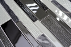Hand-painted mosaic tile Tile backsplash Translucent gray black Composite glass mosaic Crystal stone clear gray black MOS67-GV34_m
