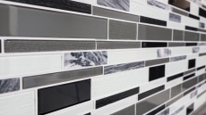Hand-painted mosaic tile Tile backsplash Translucent gray black Composite glass mosaic Crystal stone clear gray black MOS67-GV34_m