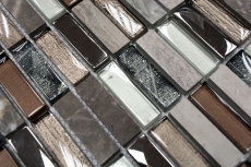 Hand-painted mosaic tile Tile backsplash Translucent light brown silver gray Rectangle Glass mosaic Crystal stone light brown MOS87-SM68_m