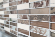 Hand-painted mosaic tile Tile backsplash Translucent brown silver Rectangle Glass mosaic Crystal stone brown MOS87-78X_m