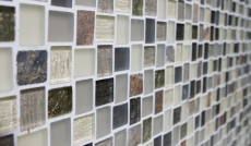 Hand-patterned mosaic tile Tile backsplash Translucent white gray rust Rectangle Glass mosaic Crystal stone rustic MOS82-0102_m