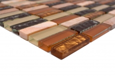 Hand-painted mosaic tile Translucent beige brown rods Glass mosaic Crystal stone beige brown MOS87-1206_m