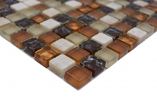 Hand-painted mosaic tile Tile backsplash Translucent beige brown Glass mosaic Crystal stone beige brown MOS92-1206_m