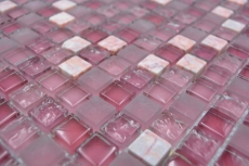 Hand-painted mosaic tile Translucent pink glass mosaic Crystal stone pink BATH WC Kitchen WALL MOS92-1002_m