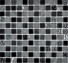 Hand-painted mosaic tile Tile backsplash Translucent gray black Glass mosaic Crystal stone gray black MOS62-0302-GN_m