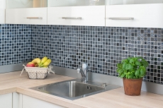 Hand-painted mosaic tile Tile backsplash Translucent gray black Glass mosaic Crystal stone gray black MOS62-0302-GN_m