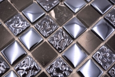 Hand-painted mosaic tile Translucent gray black Glass mosaic Crystal stone gray black MOS82-0208_m