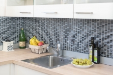 Hand-painted mosaic tile Tile backsplash Translucent gray rods Glass mosaic Crystal stone gray matt black MOS87-1403_m