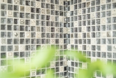 Hand-painted mosaic tile Tile backsplash Translucent white silver black Glass mosaic Crystal stone white silver black structure MOS92-Z02EU_m
