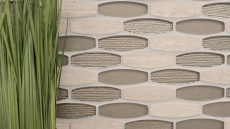 Hand-patterned mosaic tile Tile backsplash Translucent gray boat shape Glass mosaic Crystal stone gray MOS85-BM59_m