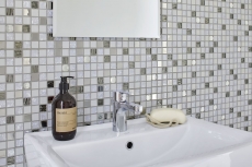 Hand pattern mosaic tile Tile mirror self-adhesive Translucent stainless steel white Glass mosaic Crystal steel white Glass MOS200-4CM24_m