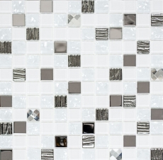 Hand pattern mosaic tile Tile mirror self-adhesive Translucent stainless steel white Glass mosaic Crystal steel white Glass MOS200-4CM24_m