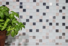 Hand pattern mosaic tile Tile mirror self-adhesive Translucent stone Stainless steel white Glass mosaic Crystal stone Steel white Glass MOS200-4CM32_m