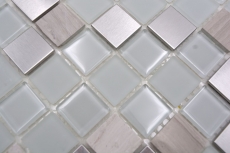 Hand pattern mosaic tile Tile mirror self-adhesive Translucent stone Stainless steel white Glass mosaic Crystal stone Steel white Glass MOS200-4CM32_m