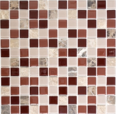 Hand pattern mosaic tile Tile backsplash self-adhesive Translucent stone beige brown Glass mosaic Crystal stone beige brown emperador MOS200-4M352_m