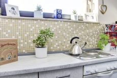 Hand sample mosaic tile Tile backsplash self-adhesive Translucent stone white gold Glass mosaic Crystal stone white matt gold MOS200-4M362_m