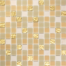 Hand sample mosaic tile Tile backsplash self-adhesive Translucent stone white gold Glass mosaic Crystal stone white matt gold MOS200-4M362_m