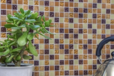 Hand sample mosaic tile Tile backsplash self-adhesive Translucent stone beige brown Glass mosaic Crystal stone beige brown MOS200-4M372_m