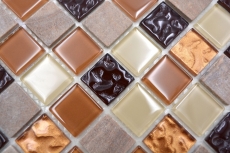 Hand sample mosaic tile Tile backsplash self-adhesive Translucent stone beige brown Glass mosaic Crystal stone beige brown MOS200-4M372_m
