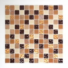 Hand sample mosaic tile Tile backsplash self-adhesive Translucent stone beige brown Glass mosaic Crystal stone beige brown MOS200-4M372_m