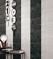 Hand-painted ceramic mosaic Kanaan black mosaic tile wall tile backsplash kitchen bathroom MOS14-0003_m