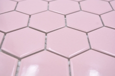Hand pattern ceramic mosaic hexagon old pink glossy mosaic tile wall tile backsplash kitchen bathroom MOS11H-1112_m