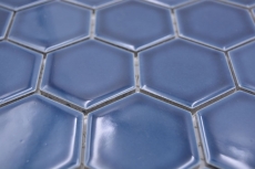 Hand pattern ceramic mosaic hexagon blue-green glossy mosaic tile wall tile backsplash kitchen bathroom MOS11H-0504_m