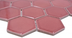 Hand pattern ceramic mosaic hexagon border red glossy mosaic tile wall tile backsplash kitchen bathroom MOS11H-0901_m