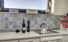 Retro vintage mosaic backsplash kitchen backsplash white blue orange gray MOS22B-1404_f | 10 mosaic mats