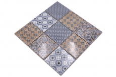 Retro vintage mosaic backsplash kitchen backsplash white blue orange gray MOS22B-1404_f | 10 mosaic mats