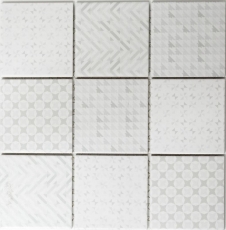 Retro vintage mosaic tile backsplash kitchen wall white Geo White MOS22B-1401_f | 10 mosaic mats