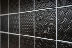 Retro vintage mosaic tile splashback kitchen splashback black Spirit black MOS22B-1403_f | 10 mosaic mats