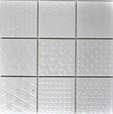 Retro vintage mosaic tile backsplash kitchen wall white Spirit white MOS22B-0104_f | 10 mosaic mats