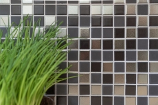 Mosaic tiles ceramic black silver anthracite chrome kitchen splashback MOS18-0317_f | 10 mosaic mats