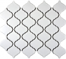 Retro vintage mosaic tiles ceramic Florentine white matt MOS13-11WM_f | 10 mosaic mats
