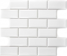 Metro Subway mosaic tiles ceramic WHITE tile backsplash kitchen wall MOS26M-0101_f | 10 mosaic mats