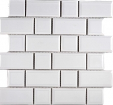 Metro Subway mosaic tiles ceramic white backsplash kitchen wall MOS26WM-0101_f | 10 mosaic mats