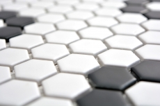 Mosaic tiles ceramic hexagon black white matt tile backsplash kitchen MOS11A-0103_f | 10 mosaic mats