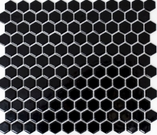 Mosaic tiles ceramic hexagon black glossy wall tiles bathroom tile MOS11A-0302_f | 10 mosaic mats