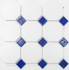 Mosaic tiles ceramic octagonal white matt cobalt blue glossy mosaic wall kitchen splashback MOSOcta-180_f | 10 mosaic mats