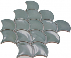 Mosaic tile ceramic fan petrol glossy tile WC bathroom tile MOS13-FS18_f | 10 mosaic mats