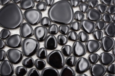 Pebble mosaic Pebbles ceramic black spots shower tray tile backsplash MOS12-0302_f | 10 mosaic mats