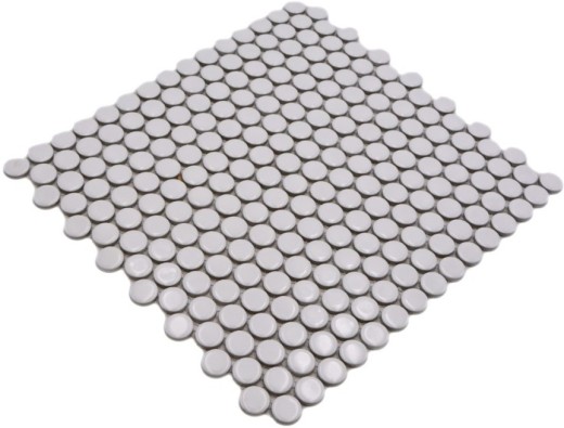 Button mosaic LOOP round mosaic white glossy wall kitchen shower BAD MOS10-0102_f | 10 mosaic mats