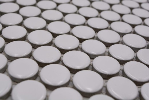 Button mosaic LOOP round mosaic white glossy wall kitchen shower BAD MOS10-0102_f | 10 mosaic mats