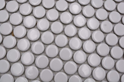 Button mosaic LOOP round mosaic white glossy wall kitchen shower BAD MOS10-0102_f | 10 mosaic mats