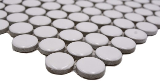 Button mosaic LOOP round mosaic white glossy wall kitchen shower BAD MOS10-0102_f | 10 mosaic mats