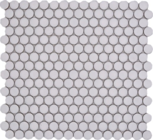 Button mosaic LOOP round mosaic white matt wall kitchen shower BAD MOS10-0111_f | 10 mosaic mats