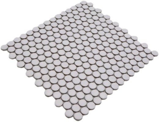 Button mosaic LOOP round mosaic white matt wall kitchen shower BAD MOS10-0111_f | 10 mosaic mats