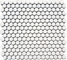Button mosaic LOOP round mosaic white matt wall kitchen shower BAD MOS10-0111_f | 10 mosaic mats